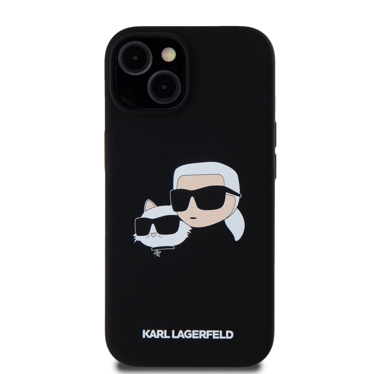 Case Karl Silicon Cara K&C para iPhone 15 - Funda Negra de Silicona de Diseño Exclusivo