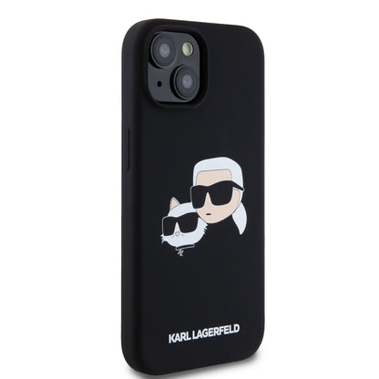 Case Karl Silicon Cara K&C para iPhone 15 - Funda Negra de Silicona de Diseño Exclusivo