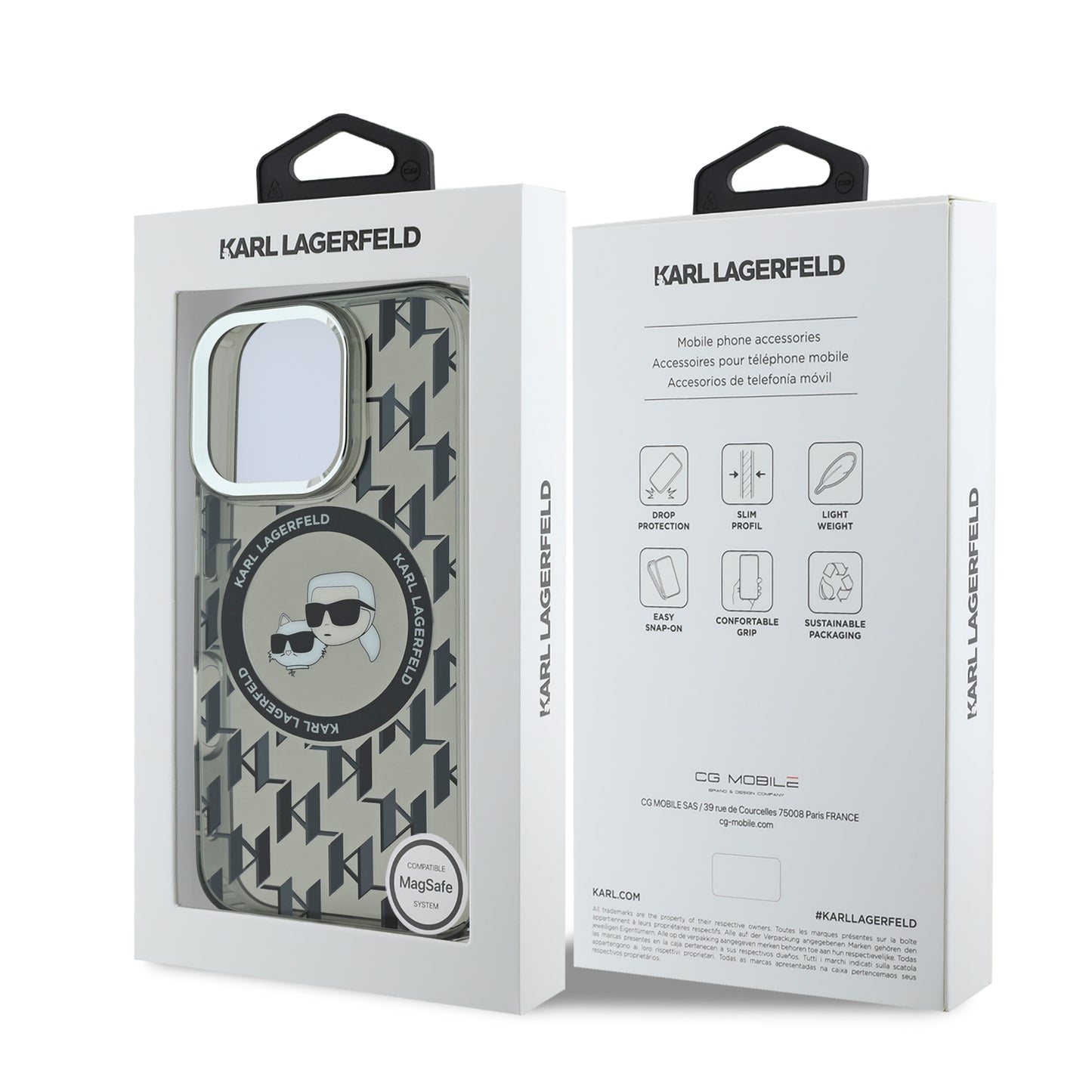 Case Karl Monograma K&C para iPhone 16 Pro Max - Negro y Elegante