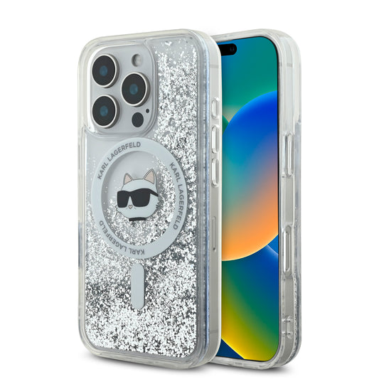 Case Karl Lagerfeld Diamantina Choupette MagSafe Transparente para iPhone 16 Pro
