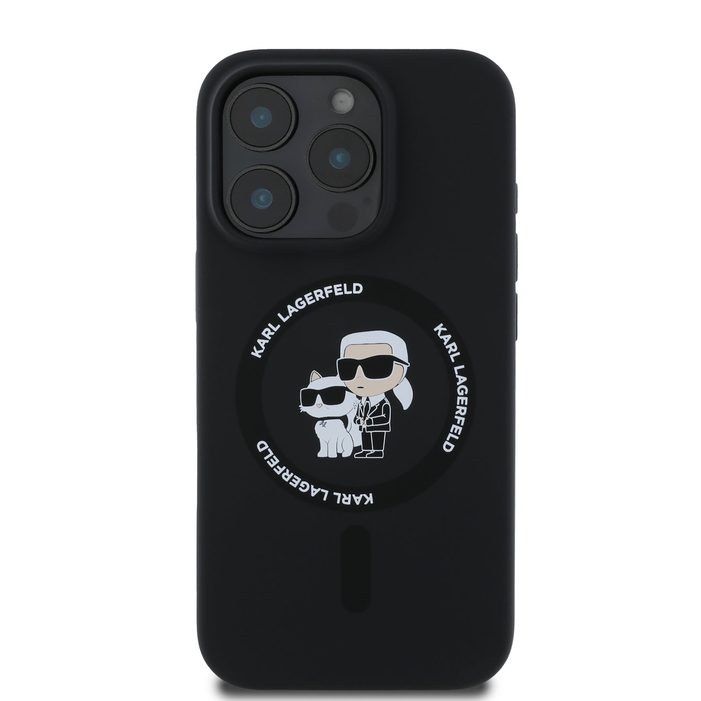 Funda Karl Lagerfeld Silicone con Anillo para iPhone 16 Pro Max Negra | Original