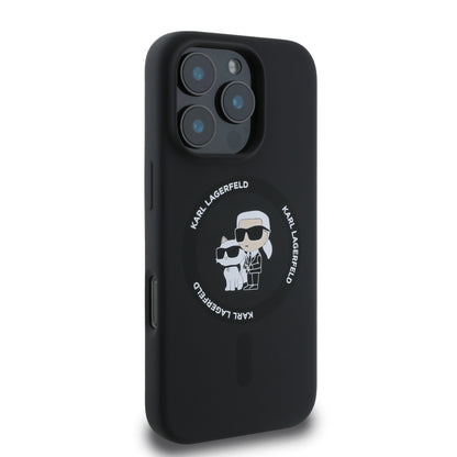 Funda Karl Lagerfeld Silicone con Anillo para iPhone 16 Pro Max Negra | Original