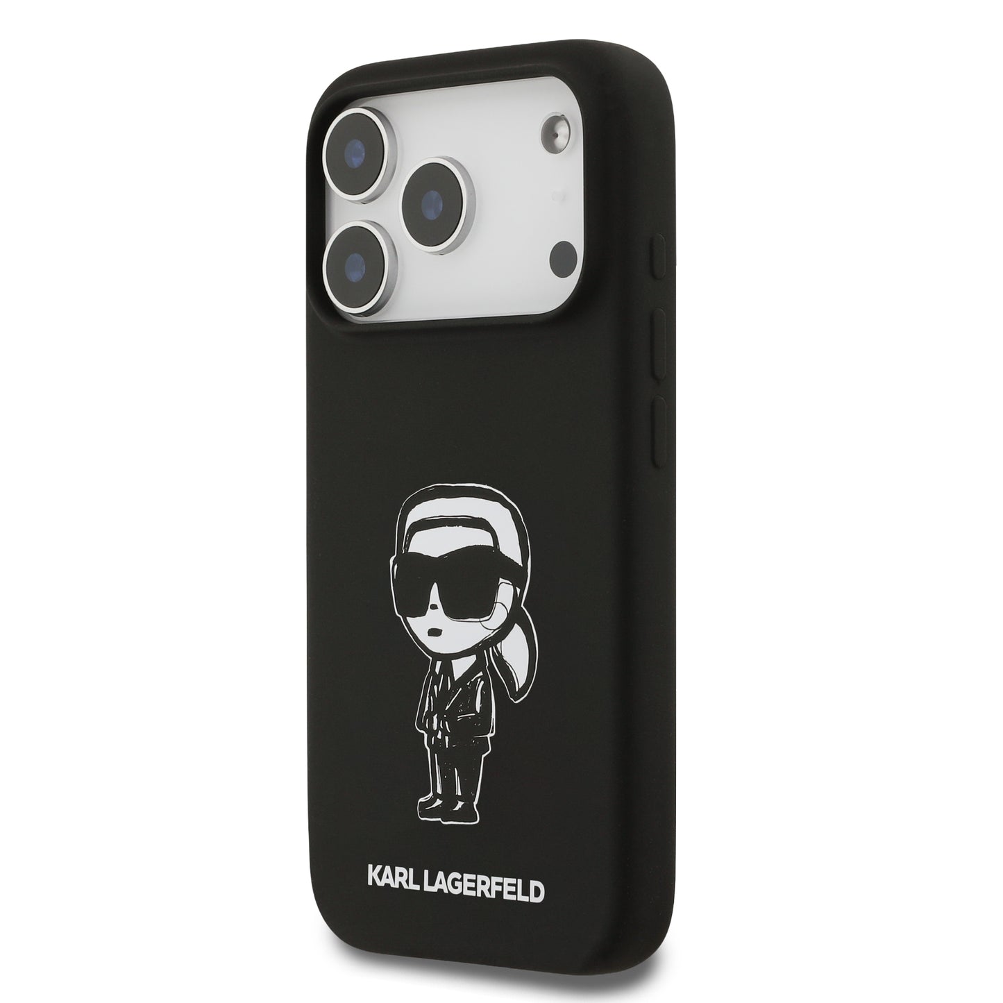 Funda Karl Lagerfeld MagSafe de Silicona Negra con Diseño Sketch de Karl para iPhone 17 Pro | Case Original de Lujo