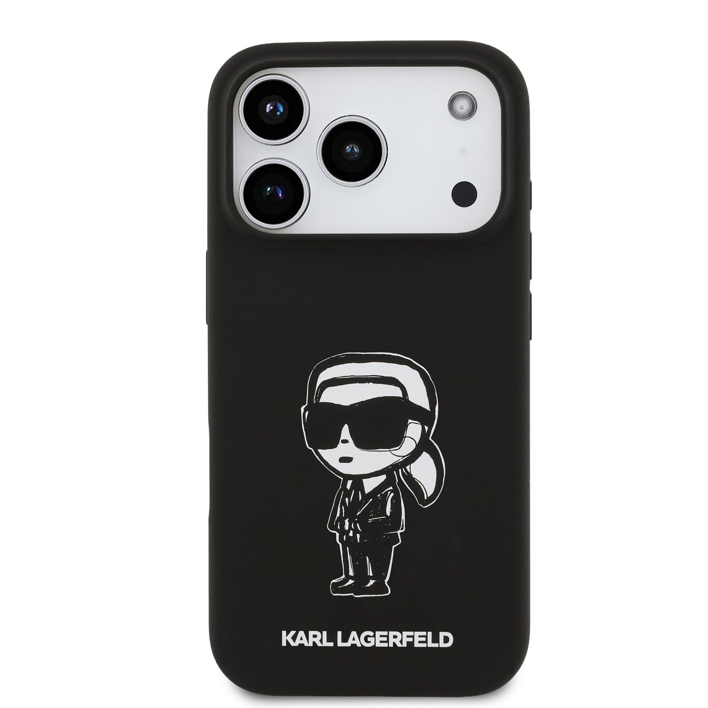 Funda Karl Lagerfeld MagSafe de Silicona Negra con Diseño Sketch de Karl para iPhone 17 Pro | Case Original de Lujo
