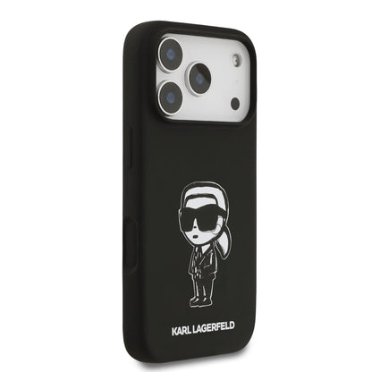 Funda Karl Lagerfeld MagSafe de Silicona Negra con Diseño Sketch de Karl para iPhone 17 Pro | Case Original de Lujo