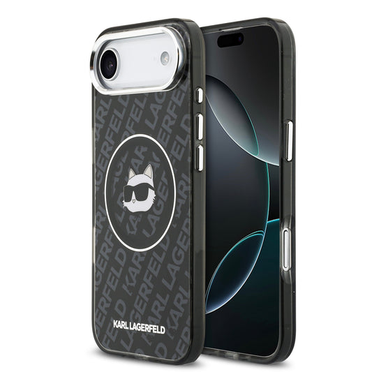 Funda Karl Lagerfeld MagSafe con Glitter y Logos Karl & Choupette para iPhone 17 Air - Negro | Case Original de Lujo