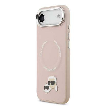Funda Karl Lagerfeld MagSafe Rosa con Pins de Karl & Choupette para iPhone 17 Air | Case Original de Lujo