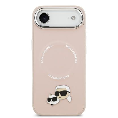 Funda Karl Lagerfeld MagSafe Rosa con Pins de Karl & Choupette para iPhone 17 Air | Case Original de Lujo