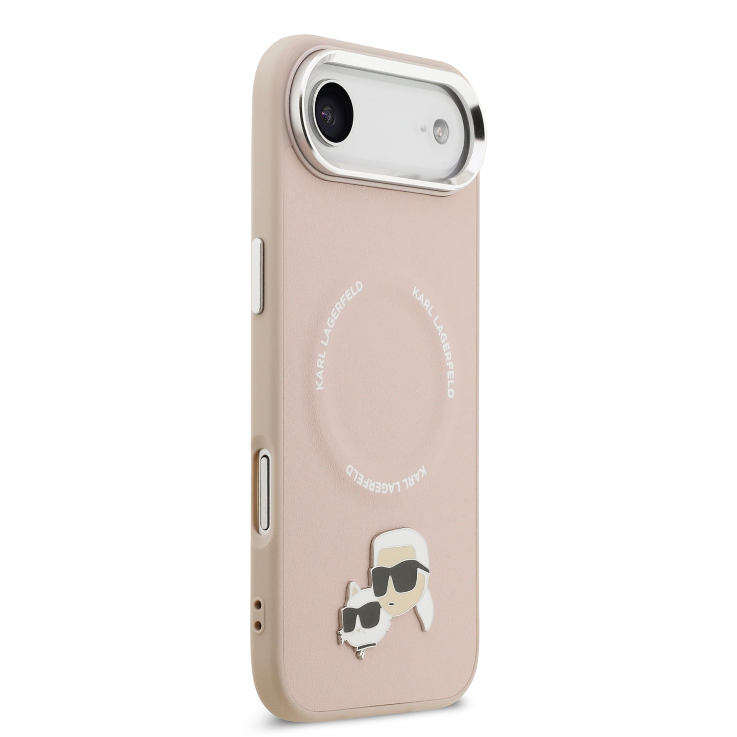 Funda Karl Lagerfeld MagSafe Rosa con Pins de Karl & Choupette para iPhone 17 Air | Case Original de Lujo