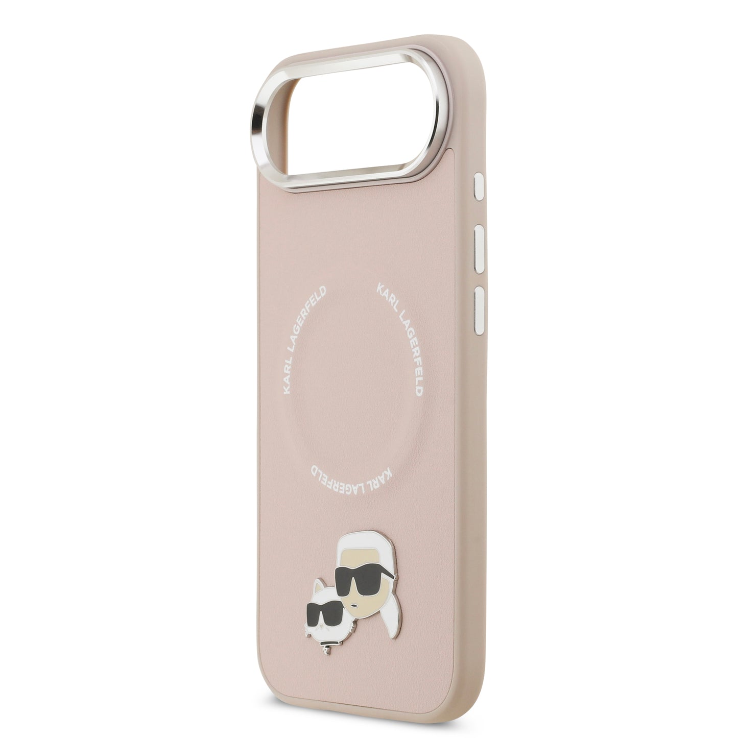 Funda Karl Lagerfeld MagSafe Rosa con Pins de Karl & Choupette para iPhone 17 Air | Case Original de Lujo