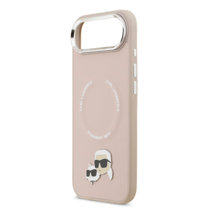 Funda Karl Lagerfeld MagSafe Rosa con Pins de Karl & Choupette para iPhone 17 Air | Case Original de Lujo
