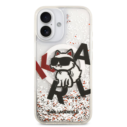 Funda Karl Lagerfeld MagSafe con Glitter Líquido y Choupette para iPhone 17 - Transparente | Case Original