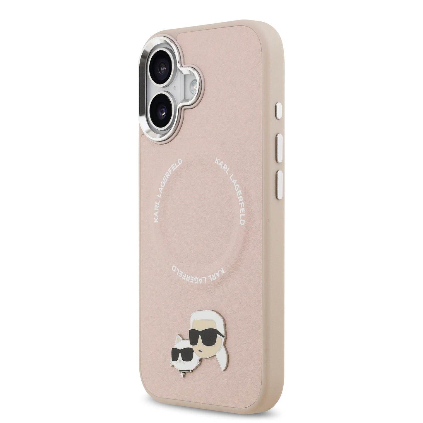 Funda Karl Lagerfeld MagSafe Rosa con Pins de Karl & Choupette para iPhone 17 | Case Original de Lujo