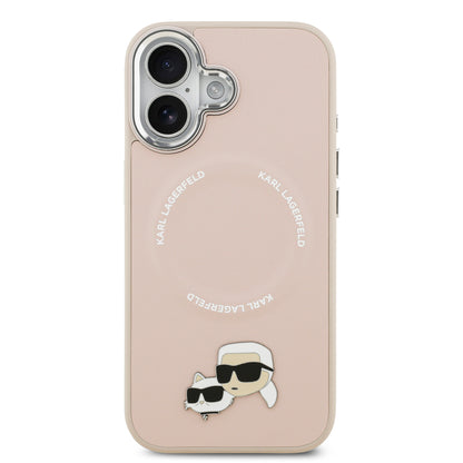 Funda Karl Lagerfeld MagSafe Rosa con Pins de Karl & Choupette para iPhone 17 | Case Original de Lujo