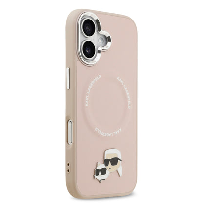 Funda Karl Lagerfeld MagSafe Rosa con Pins de Karl & Choupette para iPhone 17 | Case Original de Lujo