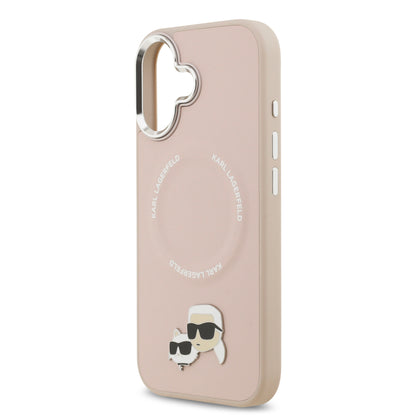 Funda Karl Lagerfeld MagSafe Rosa con Pins de Karl & Choupette para iPhone 17 | Case Original de Lujo