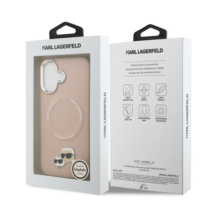 Funda Karl Lagerfeld MagSafe Rosa con Pins de Karl & Choupette para iPhone 17 | Case Original de Lujo
