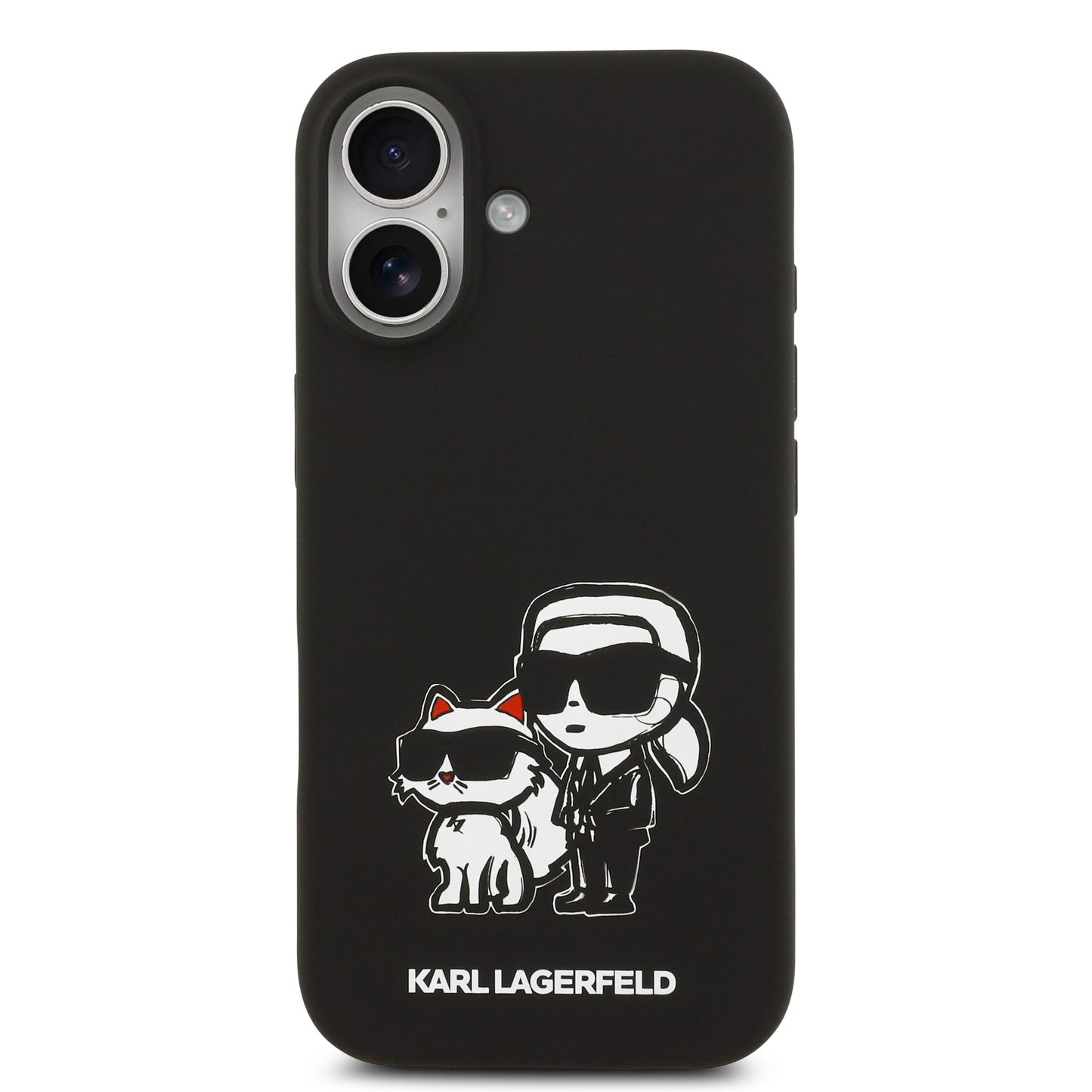 Funda Karl Lagerfeld MagSafe de Silicona Negra con Diseño Sketch de Karl & Choupette para iPhone 17 | Case Original de Lujo