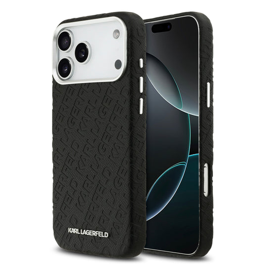 Funda Karl Lagerfeld MagSafe Negra con Grabado de Logotipo para iPhone 17 Pro | Case Original de Lujo