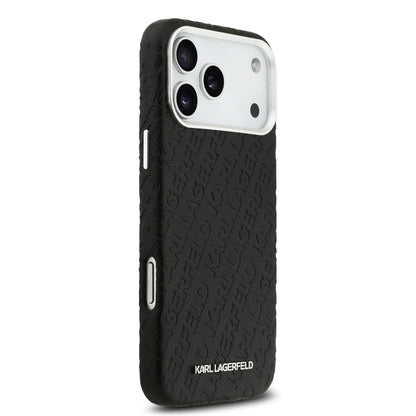 Funda Karl Lagerfeld MagSafe Negra con Grabado de Logotipos para iPhone 17 Pro Max | Case Original de Lujo