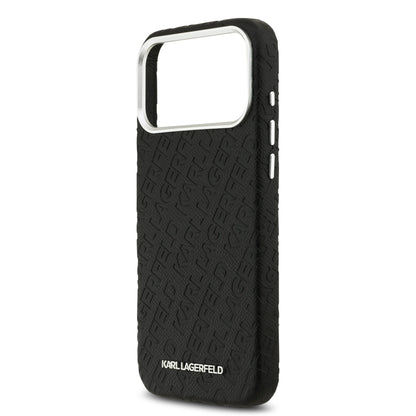 Funda Karl Lagerfeld MagSafe Negra con Grabado de Logotipos para iPhone 17 Pro Max | Case Original de Lujo