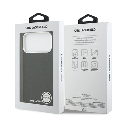 Funda Karl Lagerfeld MagSafe Negra con Grabado de Logotipos para iPhone 17 Pro Max | Case Original de Lujo