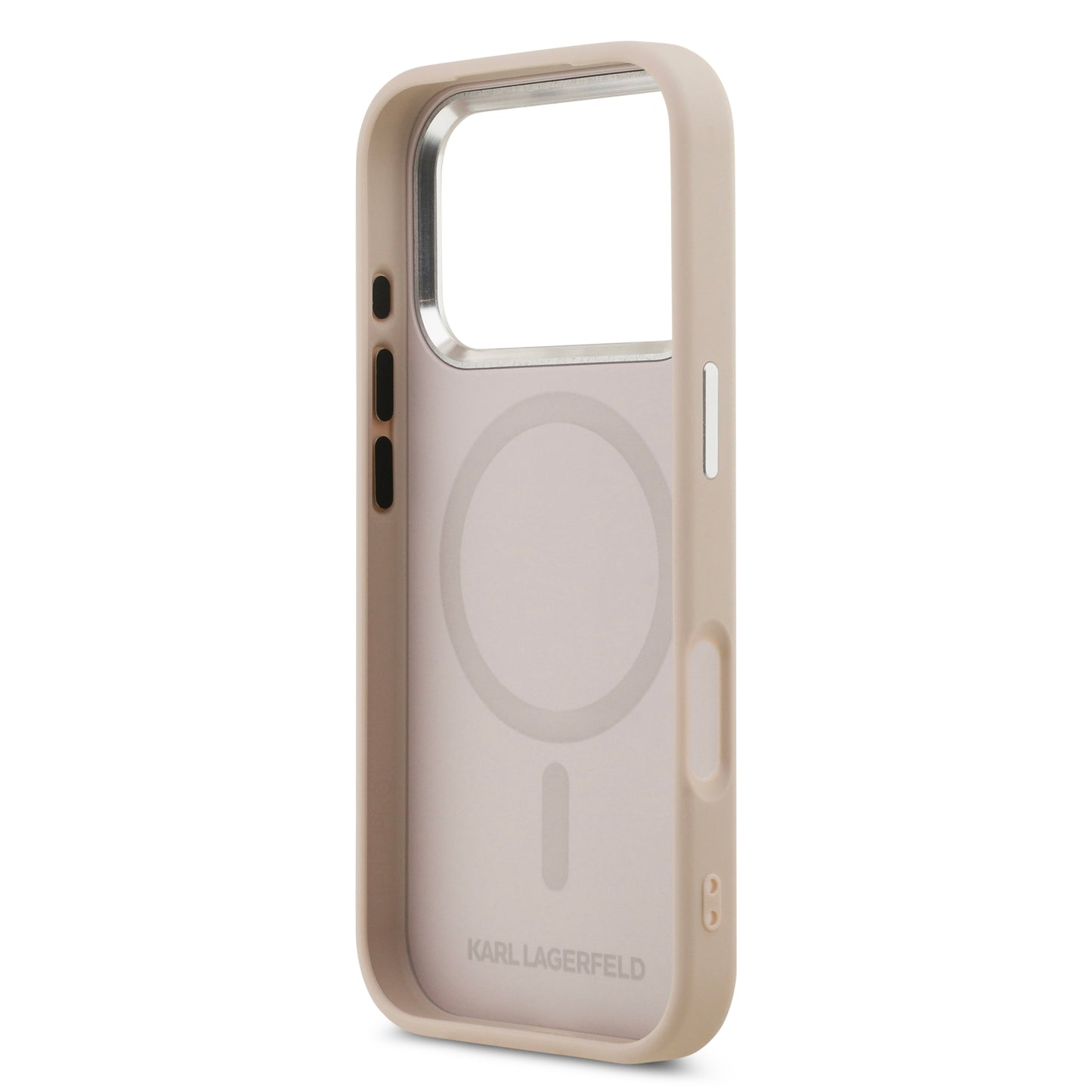 Funda Karl Lagerfeld MagSafe Rosa con Pins de Karl & Choupette para iPhone 17 Pro | Case Original de Lujo