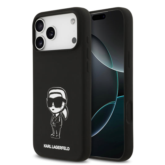 Funda Karl Lagerfeld MagSafe de Silicón con Boceto Artístico para iPhone 17 Pro Max - Negro | Case Original de Lujo