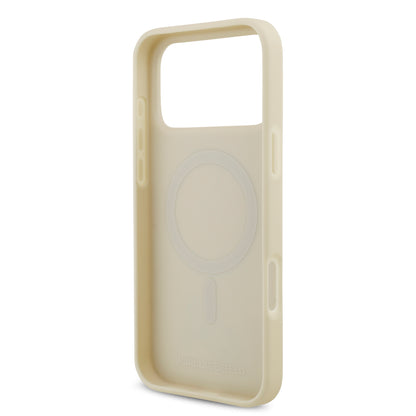 Funda Karl Lagerfeld MagSafe de Piel con Pins de Karl & Choupette para iPhone 17 Pro Max - Beige | Case Original de Lujo