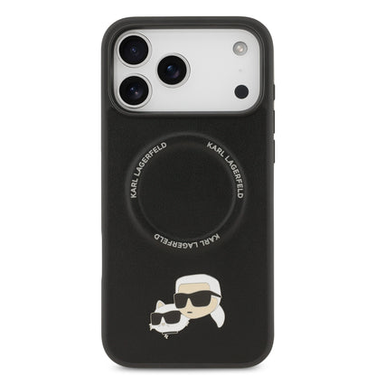Funda Karl Lagerfeld MagSafe con Pins de Karl & Choupette para iPhone 17 Pro Max - Negro | Case Original de Lujo