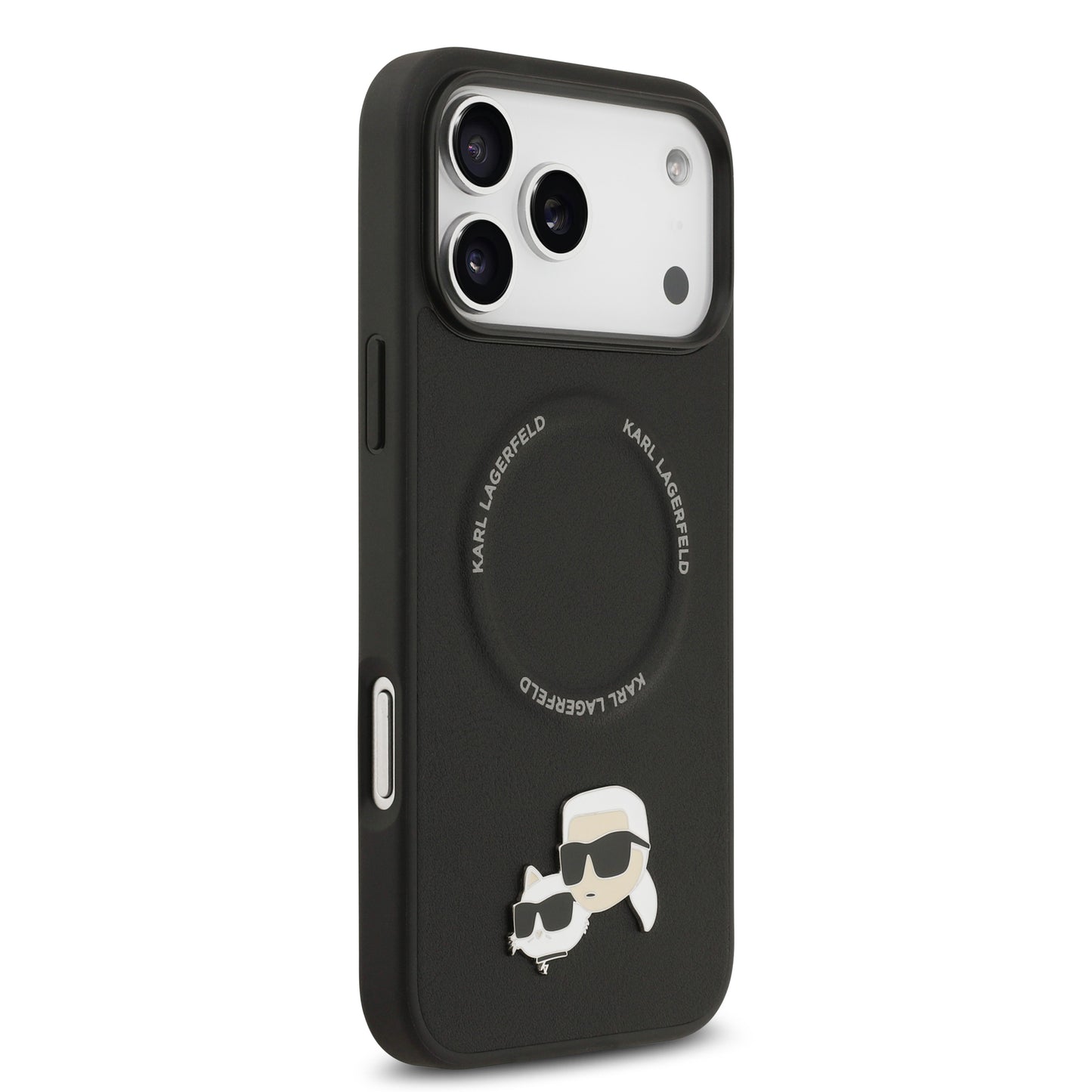 Funda Karl Lagerfeld MagSafe con Pins de Karl & Choupette para iPhone 17 Pro Max - Negro | Case Original de Lujo
