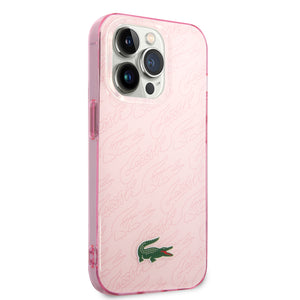 Case/Funda Lacoste Diseño Double Dyed Checker Color Light Pink para iPhone 14 Pro