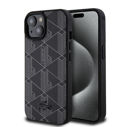 Funda Lacoste PU Monograma para iPhone 15 - Color Negro