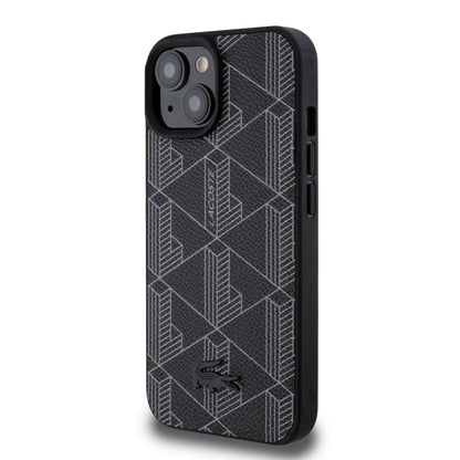 Funda Lacoste PU Monograma para iPhone 15 - Color Negro