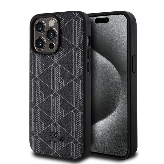 Case Lacoste PU Monograma iPhone 15 Pro Max Negro | Protección y Estilo