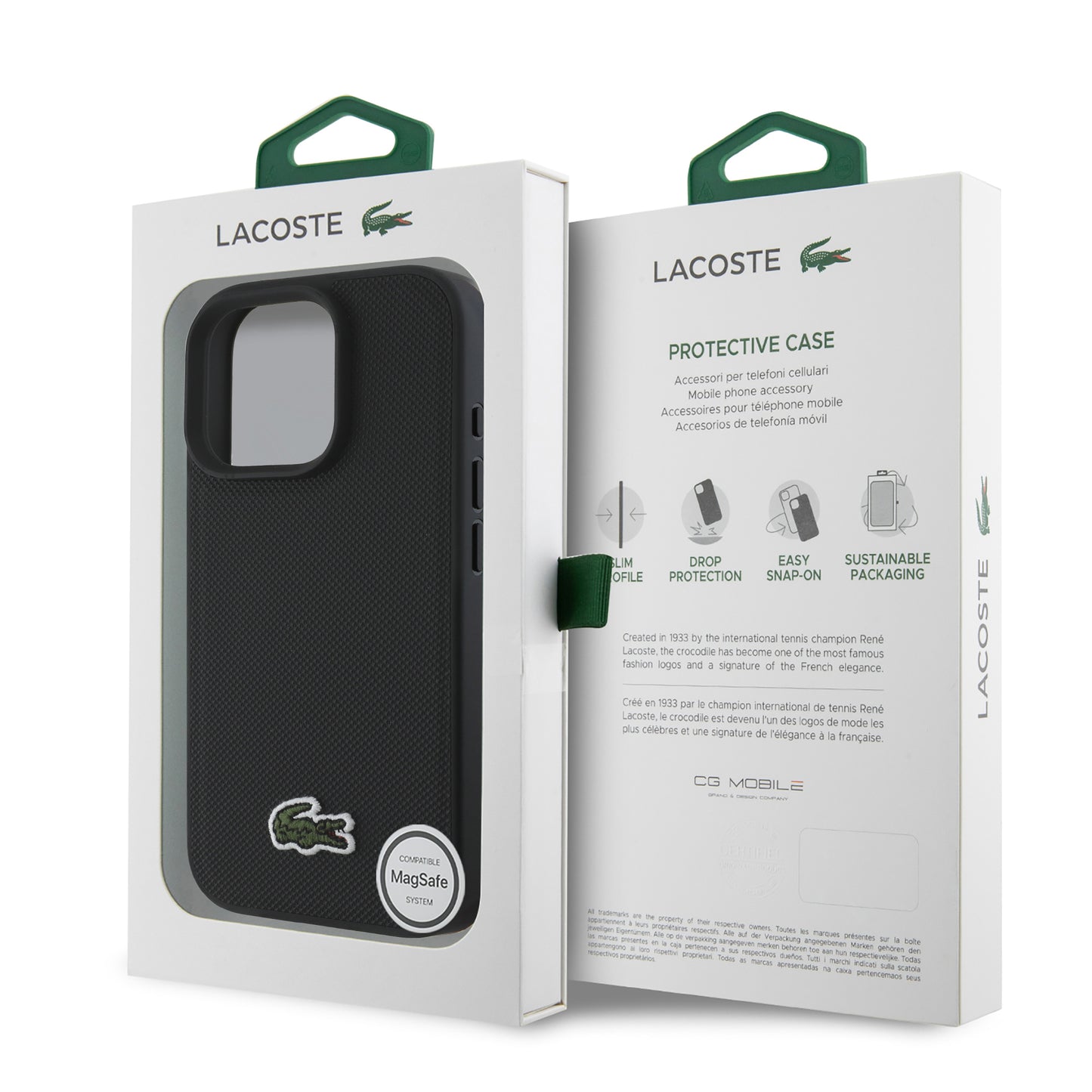 Case Lacoste Logo Bordado MagSafe para iPhone 16 Pro – Diseño Elegante y Protección Premium