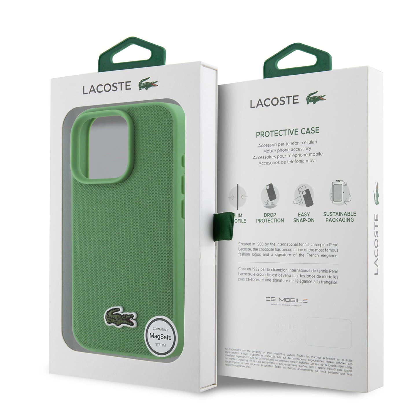 Case Lacoste Logo Bordado MagSafe para iPhone 16 Pro - Elegancia y Protección