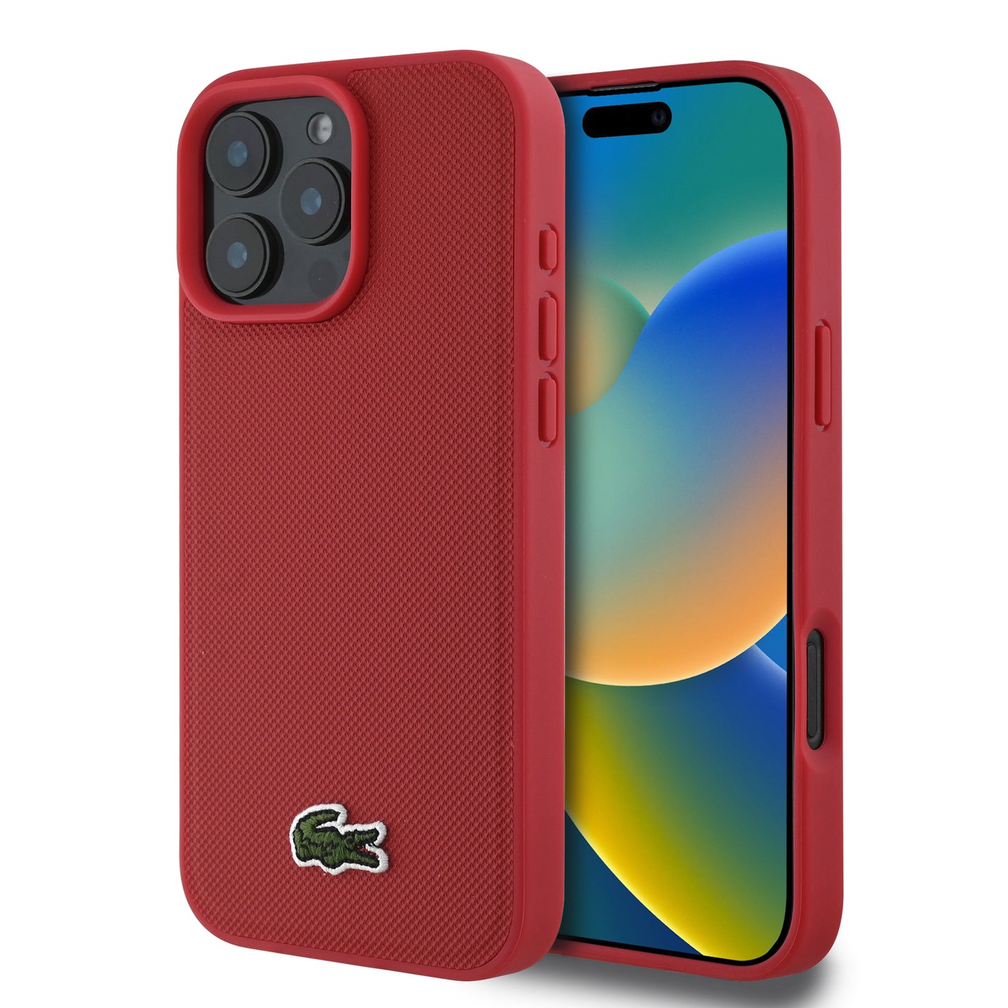 Case Lacoste Logo Bordado MagSafe iPhone 16 Pro Rojo - Protección y Estilo de Lujo