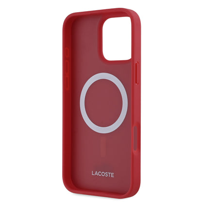 Case Lacoste Logo Bordado MagSafe iPhone 16 Pro Rojo - Protección y Estilo de Lujo