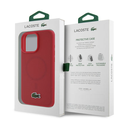 Case Lacoste Logo Bordado MagSafe iPhone 16 Pro Rojo - Protección y Estilo de Lujo