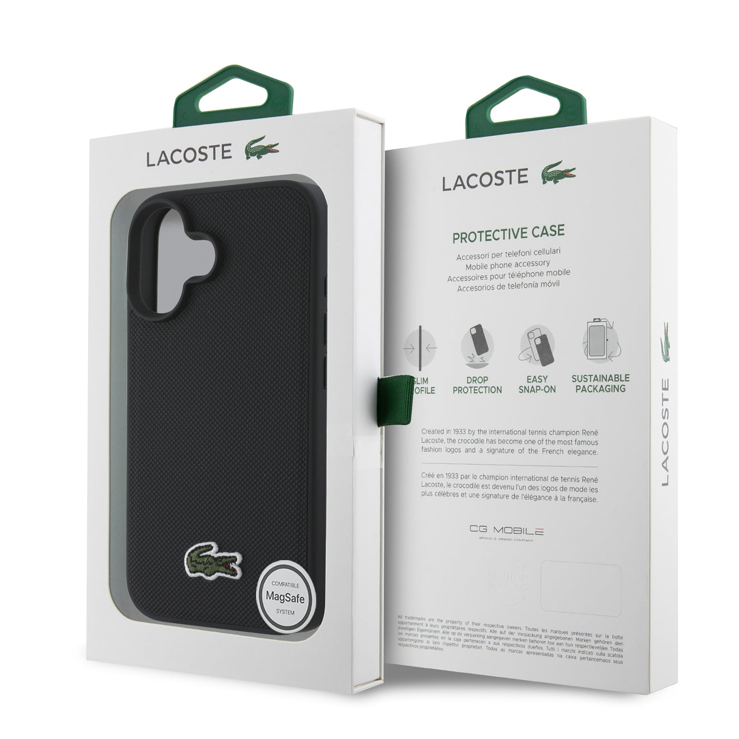 Case Lacoste Logo Bordado MagSafe para iPhone 16 - Protección y Estilo Premium