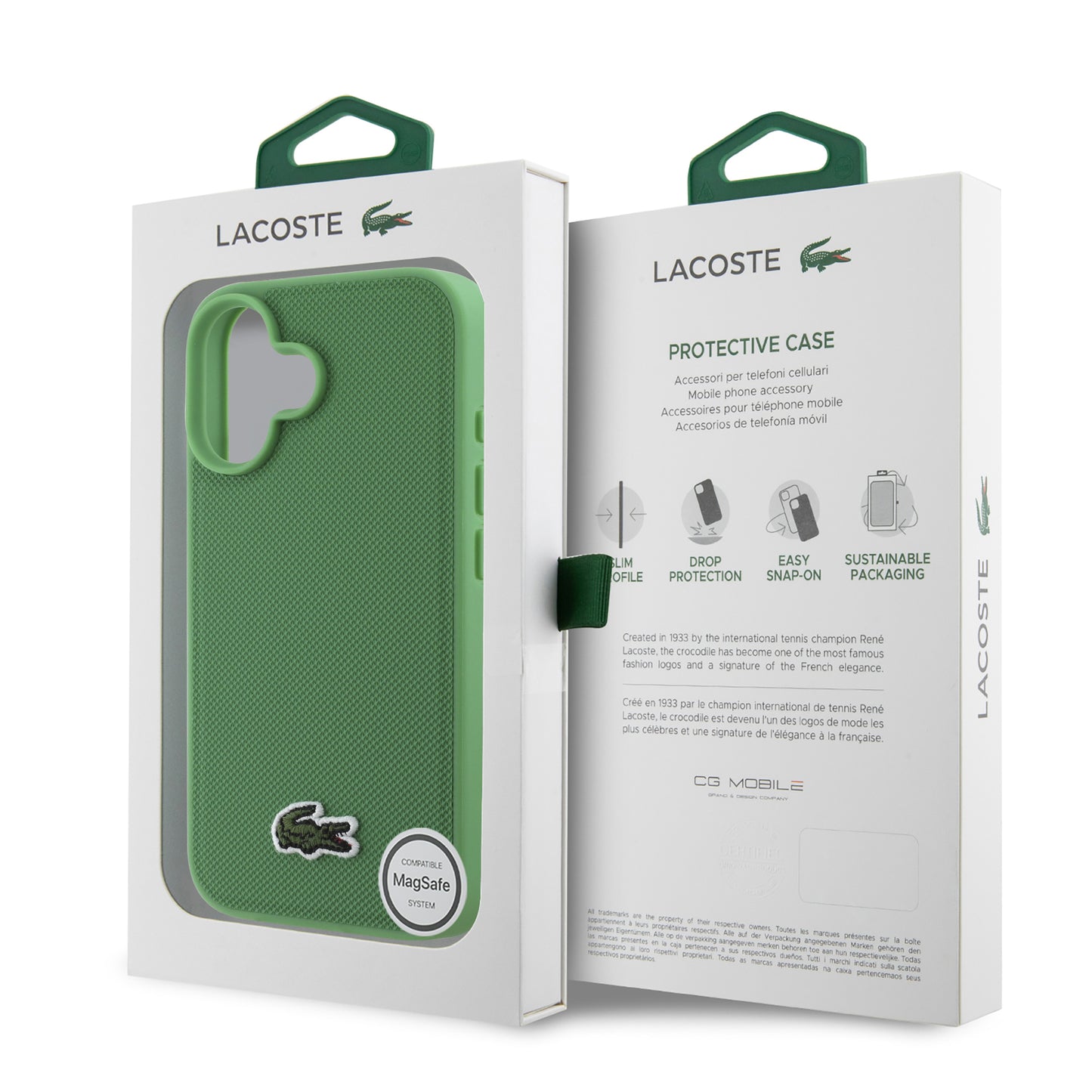 Case Lacoste Logo Bordado MagSafe para iPhone 16 - Elegancia y Protección