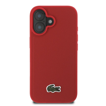 Case Lacoste Logo Bordado Rojo MagSafe para iPhone 16 – Protección y Estilo de Lujo