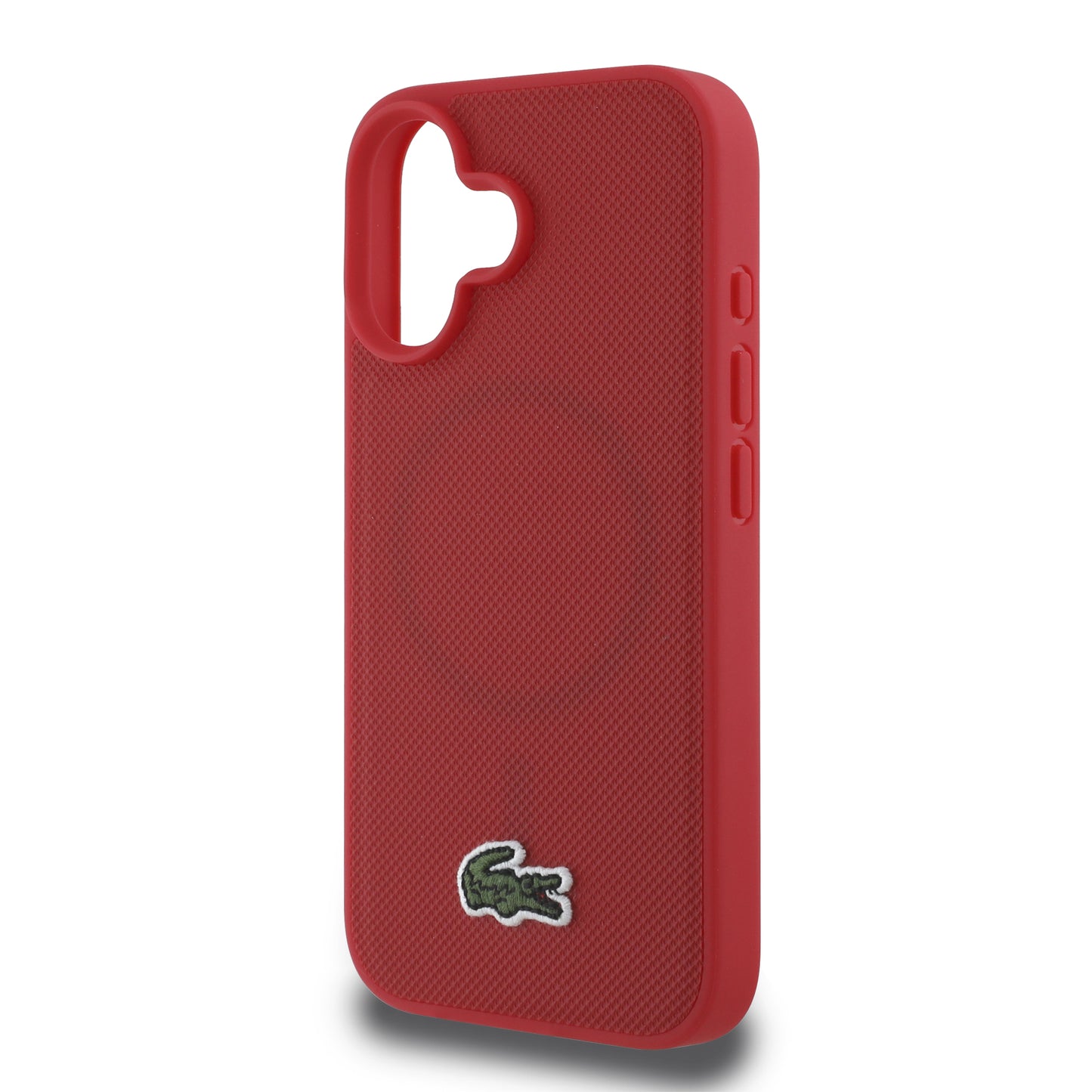 Case Lacoste Logo Bordado Rojo MagSafe para iPhone 16 – Protección y Estilo de Lujo