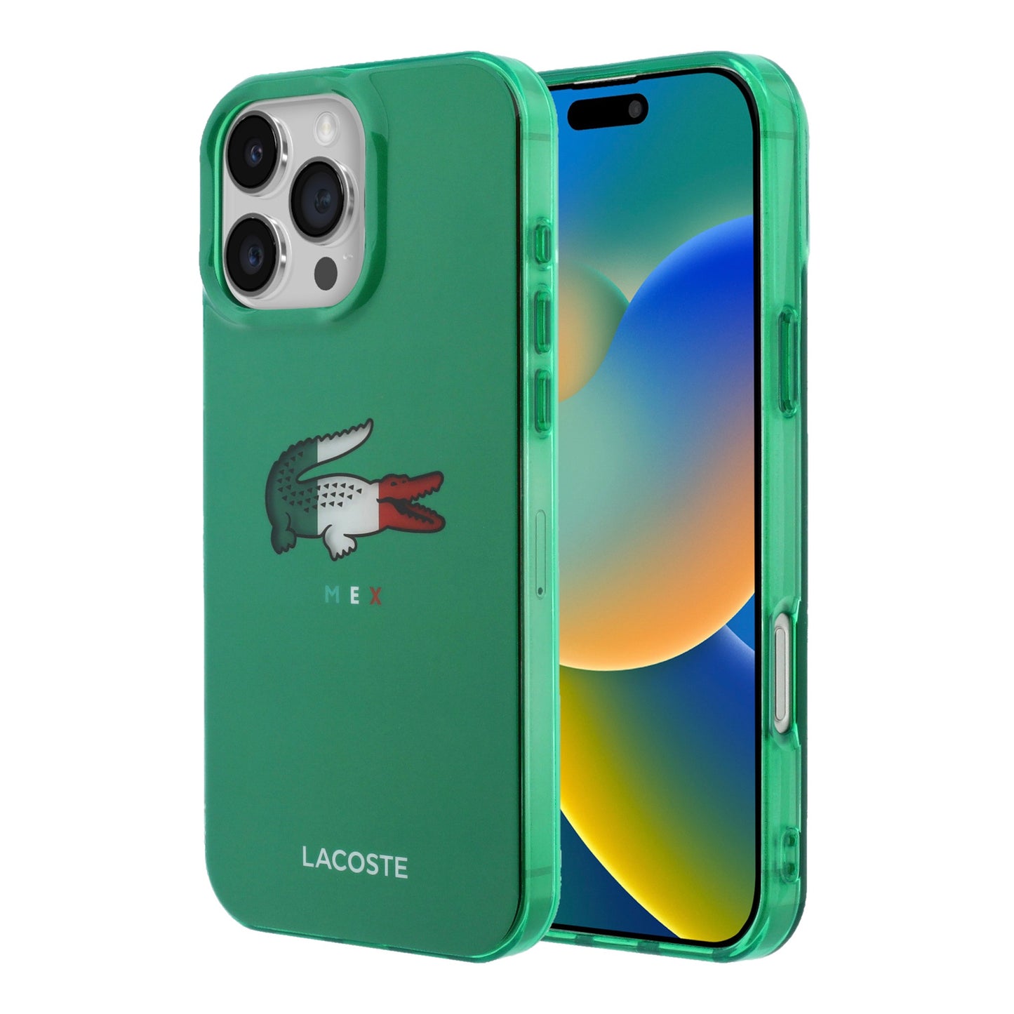 Funda Lacoste MagSafe Verde con Diseño Tricolor para iPhone 16 Pro Max | Case Original de Lujo