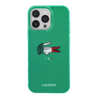Funda Lacoste MagSafe Verde con Diseño Tricolor para iPhone 16 Pro Max | Case Original de Lujo
