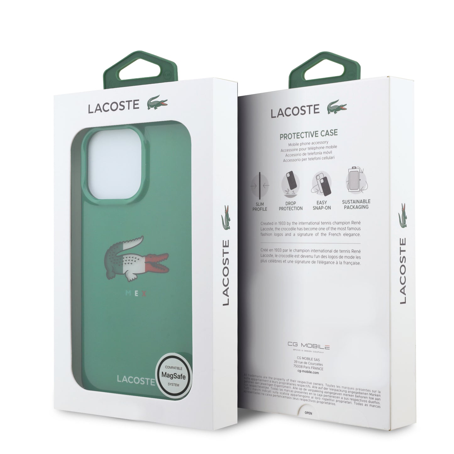 Funda Lacoste MagSafe Verde con Diseño Tricolor para iPhone 16 Pro Max | Case Original de Lujo