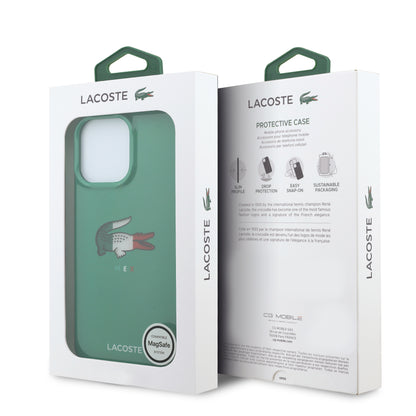 Funda Lacoste MagSafe Verde con Diseño Tricolor para iPhone 16 Pro Max | Case Original de Lujo