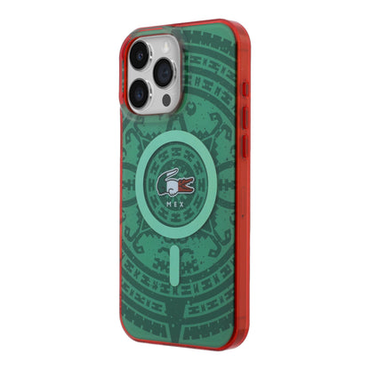 Funda Lacoste MagSafe Verde Colección Calendario para iPhone 16 Pro Max | Case Original de Lujo
