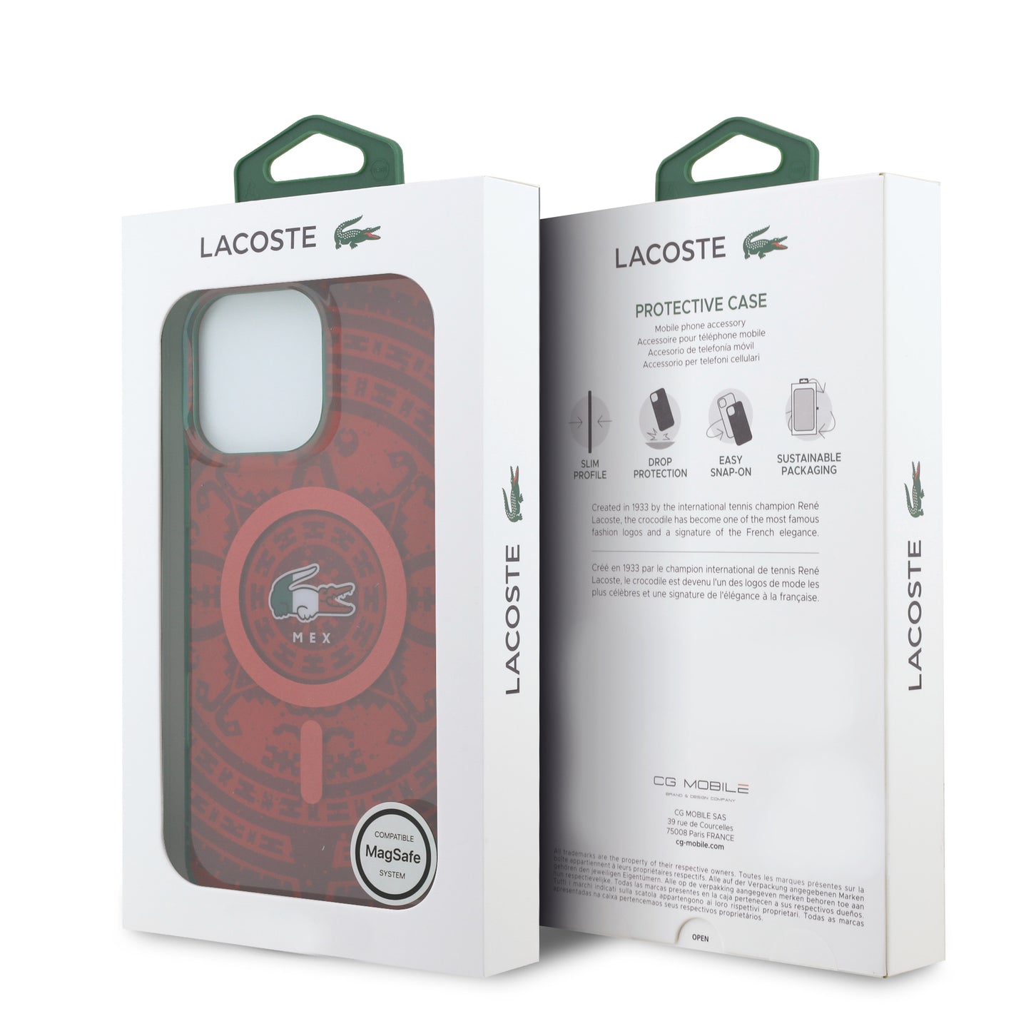 Funda Lacoste MagSafe Roja Colección Calendario para iPhone 16 Pro Max | Case Original de Lujo